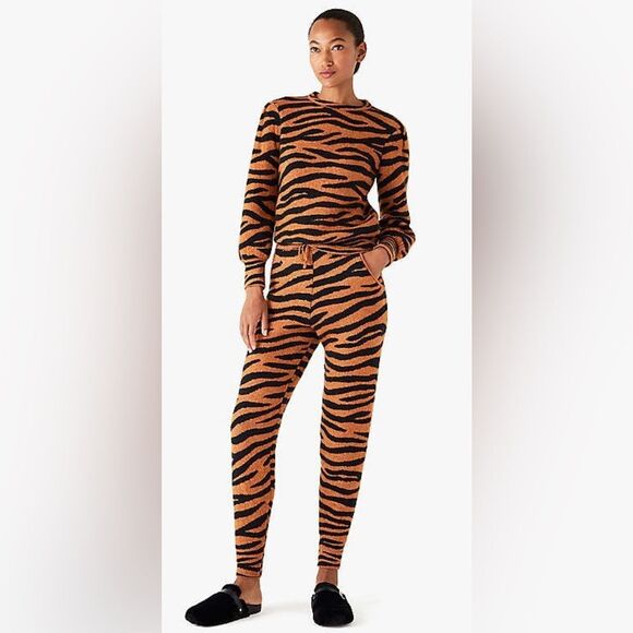 Kate Spade New York Tiger Stripes Dream Jogger Set (Pants M, Sweater L) - Picture 1 of 10